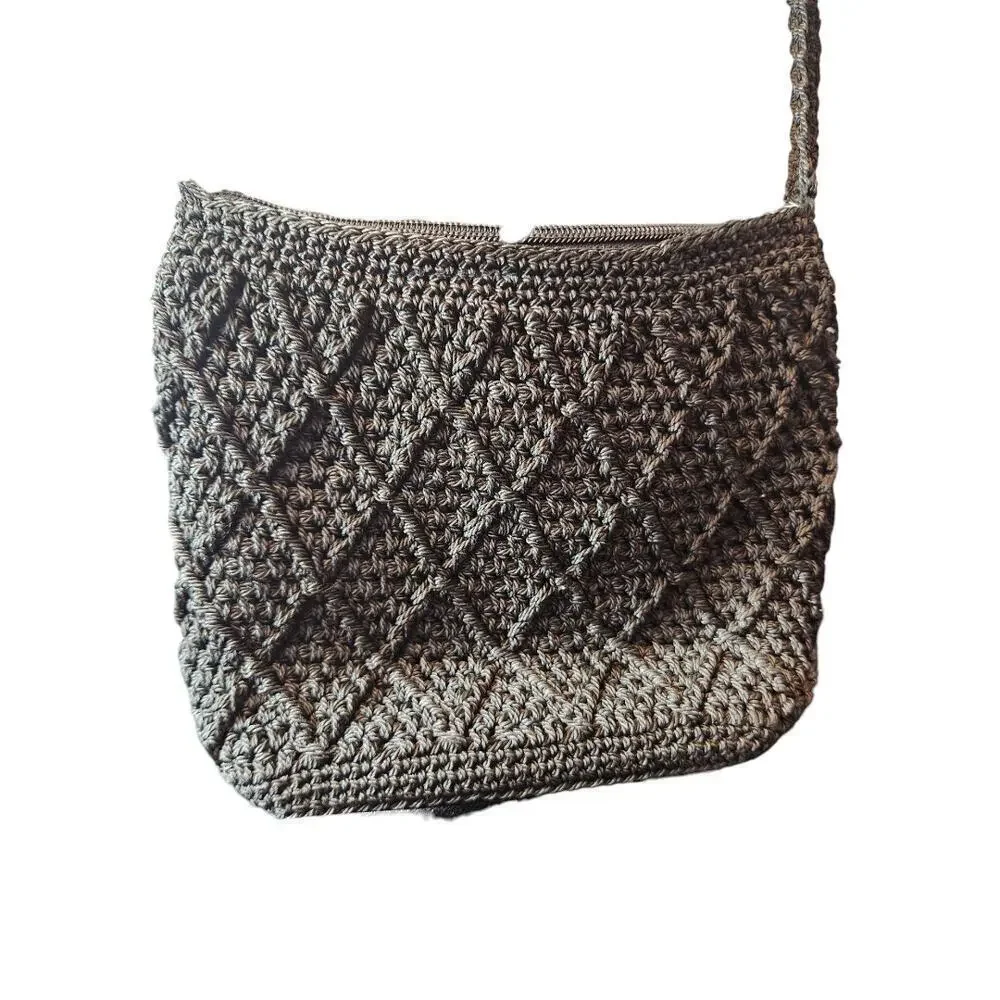Chateau black crocheted crossbody purse bag
